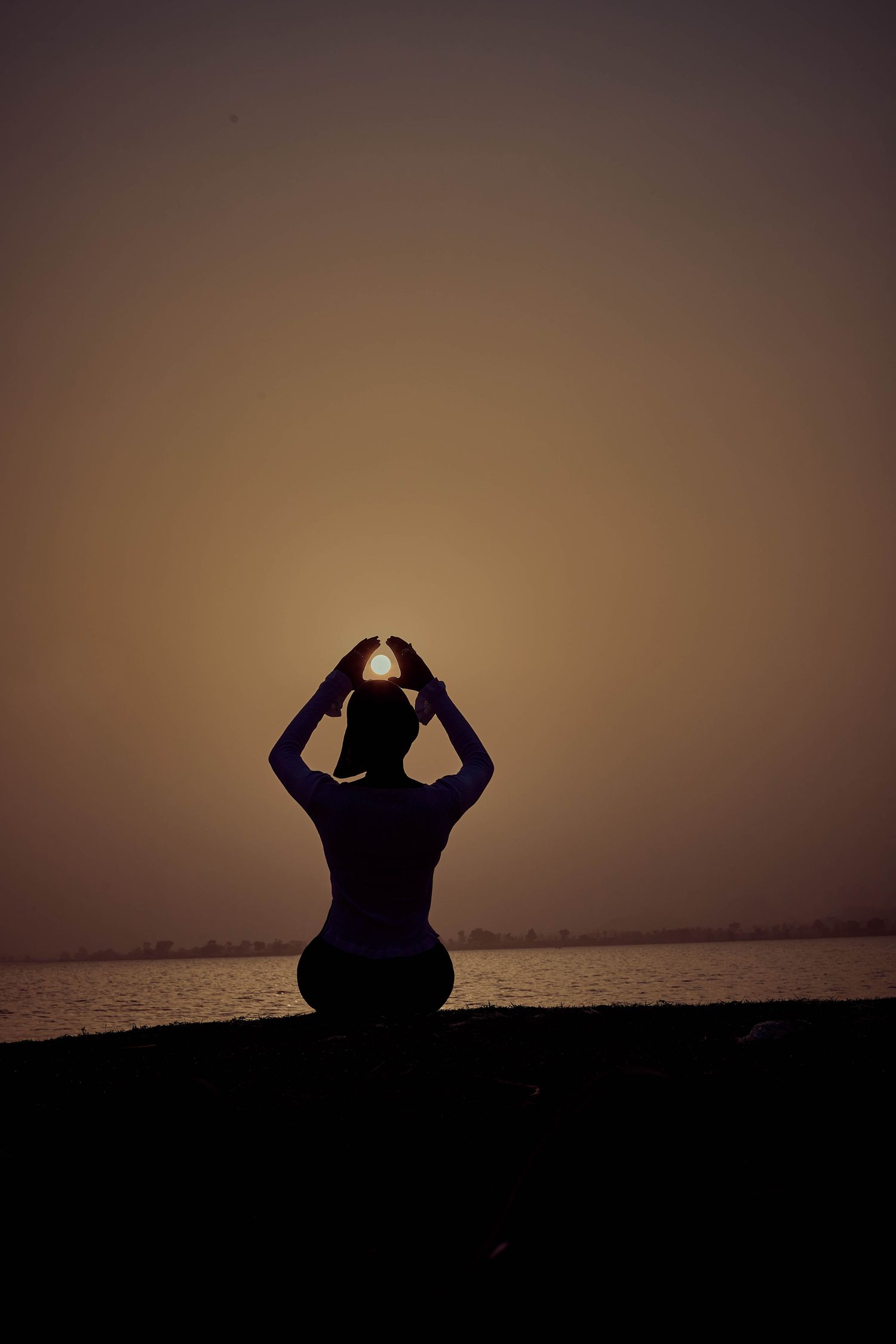 A calm morning wellness moment at sunrise